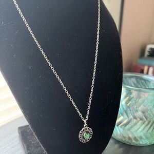 Elegant Silver Necklace with Green Gemstone